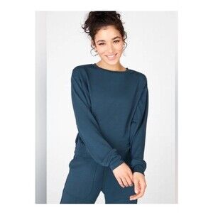 Fabletics Sweatshirt Women Plus Sz 1X Blue Julie Dolman Sleeve Terry Pullover